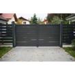 Poartă auto batantă aluminiu 3000 × 1800 mm – Ragnar, inserții tip lemn