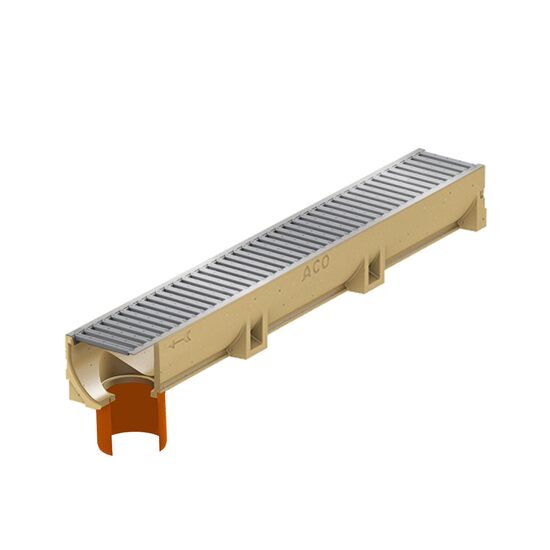 Rigola ACO Self Euroline din beton cu polimeri, gratar nervurat din otel zincat natur, lungime 100cm DN100