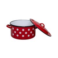 Cratiță Emailată, Cu Decor Și Capac, 2 L, 20 cm