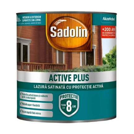 SADOLIN ACTIVE PLUS WB LAZURA SATINATA -APA STEJAR  0.75 L(6)