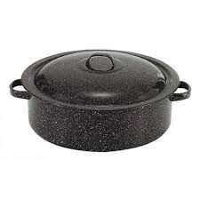 Cratiță emailată adanca 12.6 l (36 cm)+ capac neagra cu stropi