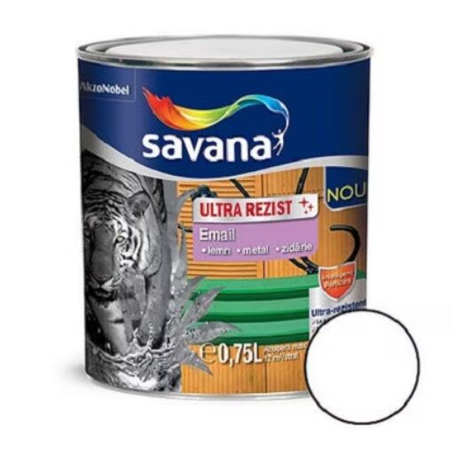 Vopsea alchidica pentru lemn si metal, Savana Ultra Rezist interior si exterior alb polar 0.75l
