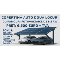 COPERTINA AUTO DOUA LOCURI CU PANOURI FOTOVOLTAICE 8.2 KW