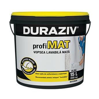DURAZIV ProfiMAT Vopsea lavabilă albă mată pentru interior 15L