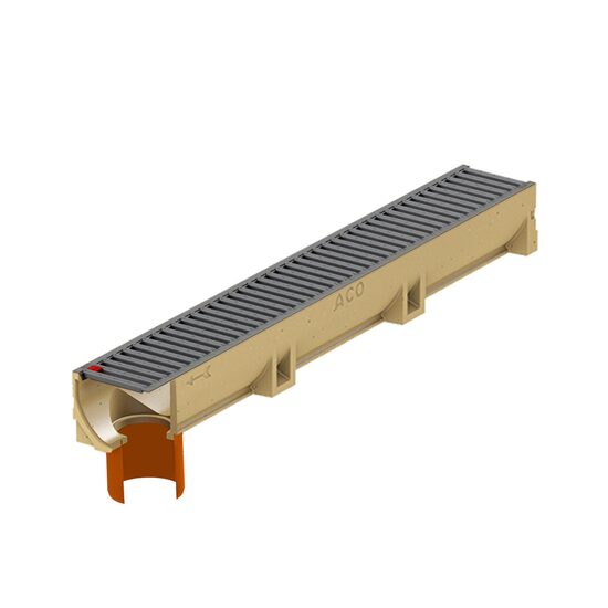 Rigola ACO Self Euroline din beton cu polimeri, gratar nervurat din otel zincat antracit, lungime 100cm, A15