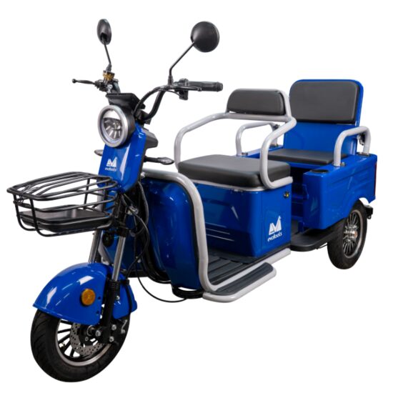 Triciclu electric pentru persoane, cu banchetă dublă Bendis, albastru-gri