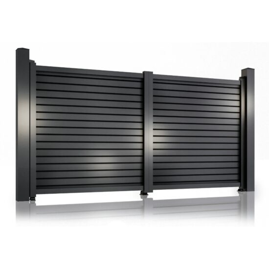 Poartă auto batantă aluminiu 3000 × 1800 mm jaluzea Deluxe gri antracit